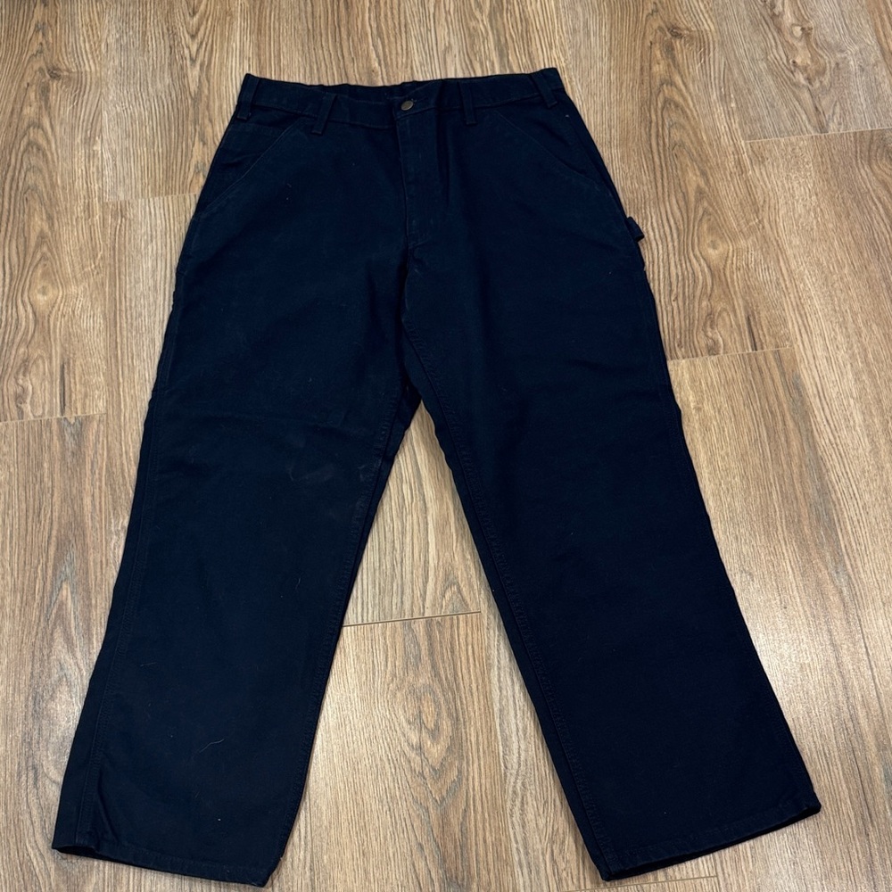 Carhartt Men's Dark Blue Loose fit washed duck utility work Pants